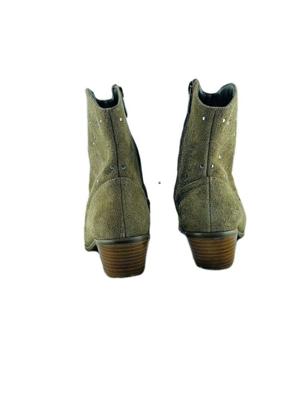 BANDOLINO Boot Erissa Taupe Suede Leather Ankle Round Toe Low Stacked Heel Weste - Picture 4 of 11